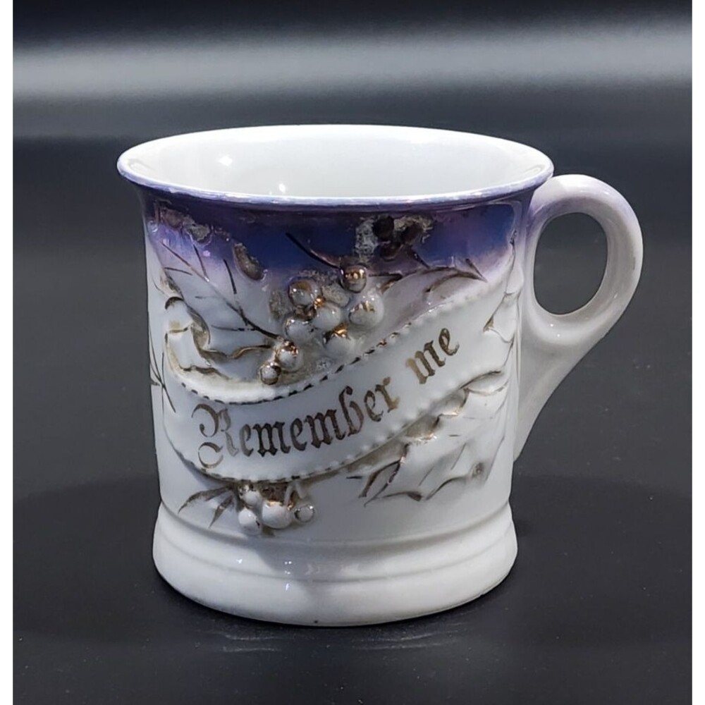 Vintage Germany Remember Me Cup Mug Grapes Blue Gold